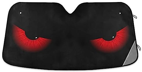 ODAWA Parasol plegable para parabrisas de coche, ojos rojos, bloquea los rayos UV, mantiene el vehículo fresco, Talla única, rojo (Red eyes)