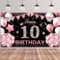 10.Geburtstag Banner Roségold Schwarz,BTZO 10.Geburtstagsbanner,Deko 10 Geburtstag Dekoration Banner Hintergrund für 10 Mädchen und Jungen Geburtstagsfeier Deko