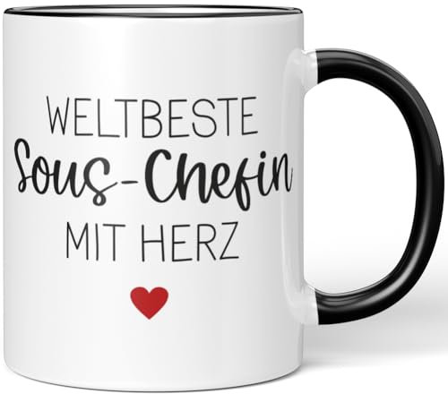JUNIWORDS Tasse, Weltbeste Sous-Chefin, Schwarz (6698800)