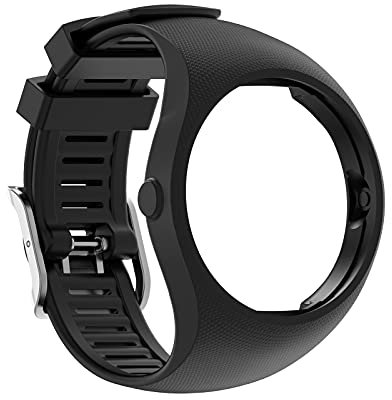 Armband für Polar M200 Wechselarmbänder Silikon Ersatzarmband Kompatibel mit Polar M200 Uhrenarmband, Laufuhren Sport Band für Männer Frauen (Black, One Size)