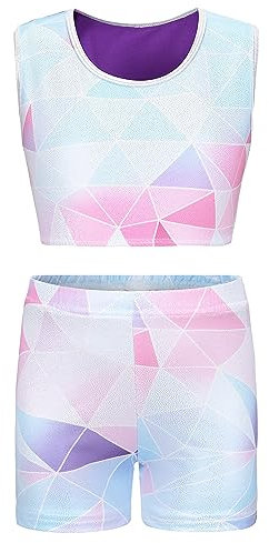 SEAUR Kinder Mädchen Turnanzug Ärmellos Trikot mit Shorts Haarband Gymnastik Turnen Tanzen Ballet Kleidung Klassisch Gymnastikanzug Trikotanzug 3-4 Jahre