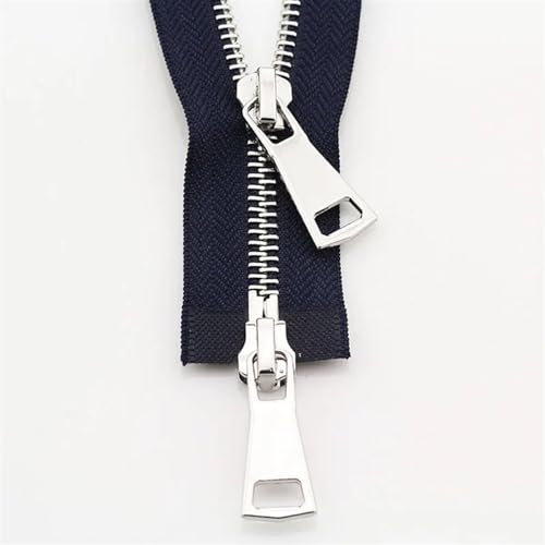 Reißverschluss 70/90 cm Jacke Metall Reißverschluss Doppelschieber Zwei-Wege-Reißverschluss DIY Kleidung Kleidungsstück Reißverschluss Ersatz Handgemachtes Zubehör (Farbe: Blau, Größe: 90 cm)