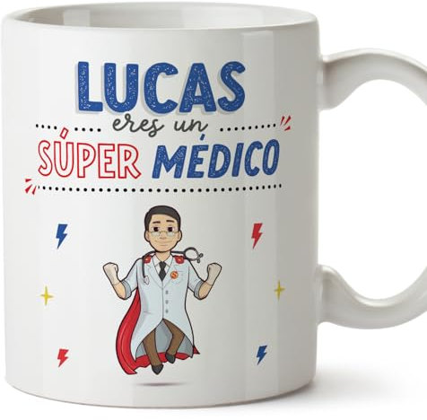 MUGFFINS Tazas Personalizadas para MÉDICO hombre - En Español - ¡Eres Súper! - 11 oz / 330 ml - Regalo Personalizable original y divertido