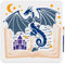 MAYJOYDIY Drachen Feenbuch Schablone 30 × 30cm Mittelalterliches Drachenbuch Zeichenschablone Mit Pinsel Verträumtes Schloss Mond Stern Vorlage Für Heimwerkerarbeiten Leinwand Wand Heimdekoration