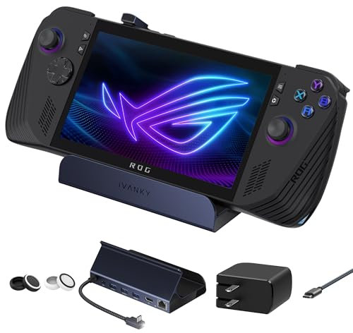 iVANKY 8-in-1 ROG Ally Dock mit 65W PD-Ladegerät, Steam Deck/Legion Go Docking Station mit HDMI 2.0 4K@144Hz, 3*USB-A 3.0, 100W USB-C Ladung, 1Gbps Ethernet