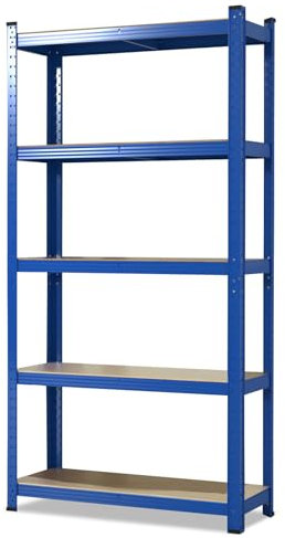 KARAT Schwerlastregale für Garage, Keller, Werkstatt - Steckregal - Weitspannregal - Lagerregal - Kellerregal - Eckregal - Reifenregal - Gitterregal (Blau, 45 x 90 x 180 cm)
