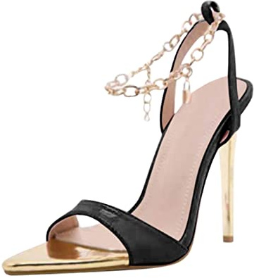 Sandali Scarpe Moda Lace-up Donna Alto Traspirante Tacchi Casua Donna tacchi alti Camoscio sopra il ginocchio Stivali, Nero , 37.5 EU