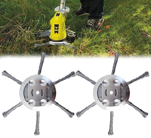 Unkrautbürste Freischneider, 2024 Neu Unkraut Entferner Gerät, Unkrautbürste für Rasentrimmer, Stahldraht Rasentrimmerkopf für Garten Rasentrimmerkopf Rasenmäher Elektrowerkzeug (6 Kopf 2 Stück)