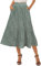 Timuspo Plissee Rock Damen Midi Hoher Taille Maxi Skirt mit Taschen Casual Röcke Sommer Luftiger Midirock Elastischer Bund Wickelrock Laub Grün L