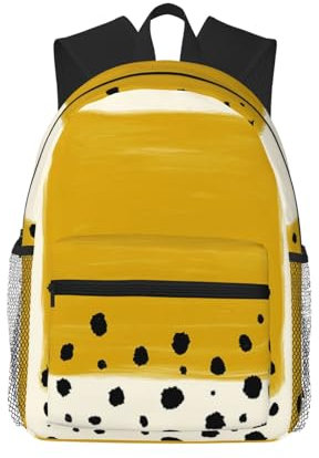 ESASAM Lässiger Rucksack, großes Fassungsvermögen, wasserdicht, 600d/PU-verschlüsseltes Oxford-Gewebe, Senfgelb und Schwarz, Schwarz , One size