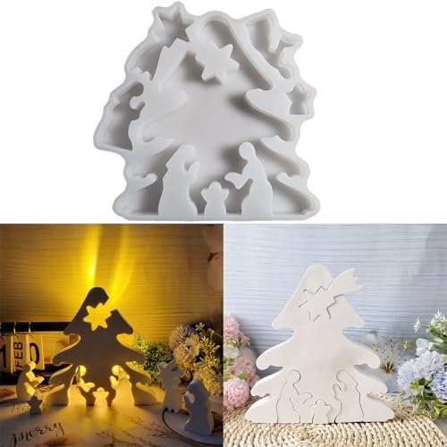ALEFBET Silikonformen Gießformen,Silikonform Weihnachten,DIY Silikon Gießform Weihnachten,Gipsformen zum Gießen,Epoxidharz Formen Beten unter dem Weihnachtsbaum