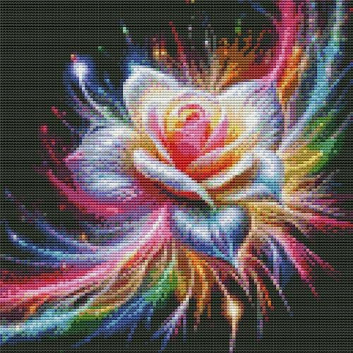 Abillyn Stickerei-Kreuzstich-Set, bunte Rose, gestempelt mit gedrucktem Muster, Starter-Set (Rose)