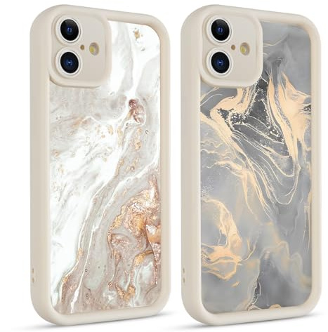 Coiwxmoi 2 Stück Handyhülle für iPhone 16 Hülle, Aesthetic Marmor Muster Design Mädchen Frauen Schutzhülle, Dünn Silikon Stoßfest Cover Erhöhte Displayränder Y2K Case für iPhone16 6,1, Schwarz