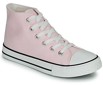 Divadames Womens High Top Lace Up Flat Canvas Pumps Ladies Casual Plain Shoes Size (Baby Pink, UK Footwear Size System, Adult, Women, Numeric, Medium, 6)