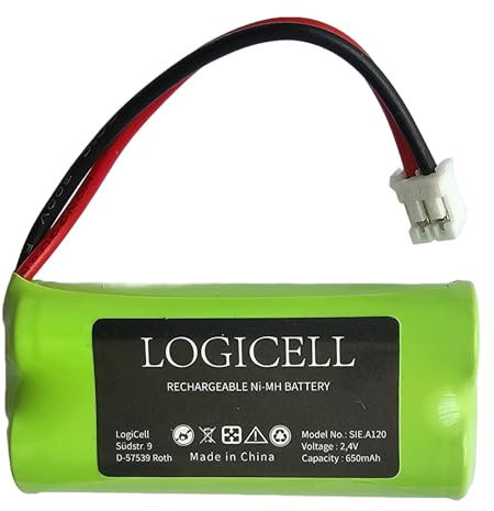 NiMH Akku für Siemens Gigaset A26 AS 15 AS140 A12 A14 A16 A24 A120 A140 A150 A160 A165 A240 A245 A260 A265 A345 Trio AS150 / T-Com Sinus 100 / v30145-k1310-x359, 2,4V, NiMH, 650mAh