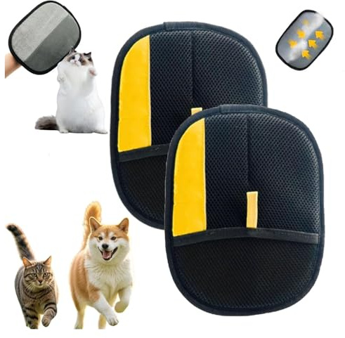 Lobuobi Tierhaarentfernungshandschuh für Katzen und Hunde, elektrostatische Handschuhe, Tierhaare, Katzenpflege-Handschuhe zur Haarentfernung, für Couch, Kleidung, Auto, Teppich, Bett, Möbel (2 Stück)