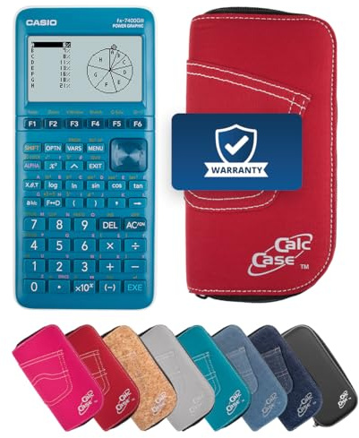 Casio FX-7400GIII inkl. CalcCase Schutztasche - Grafikrechner - Basic Set (Rot)