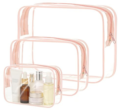 3 Pcs Trousse de Toilette Femme Transparente, Impermeable Trousse de Maquillage Transparente avec Glissière, pour Ranger Les Articles de Toilette, Les Cosmétiques et Les Produits de Soin pour la Peau