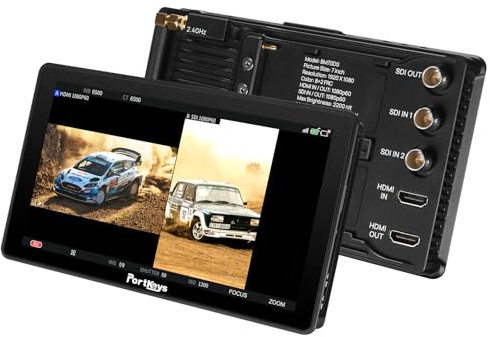 Portkeys BM7 II DS Kamera Monitor 7 Zoll 2200nits 3G-SDI HDMI Kamerasteuerung & Touch Focus für A7S III FX3 FX30 A7M IV Komodo BMPCC 6K 10-Bit HDR Feldmonitor 3D LUT Waveform Split Screen