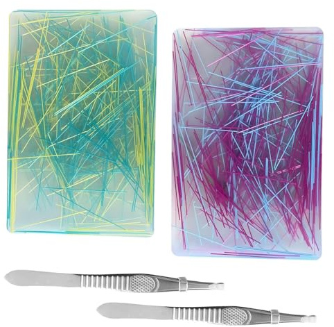 2 almohadillas de silicona con 2 pinzas de acero inoxidable para recoger la piel, juguetes para aliviar el estrés y la ansiedad, almohadillas sensoriales reutilizables de silicona para adultos y