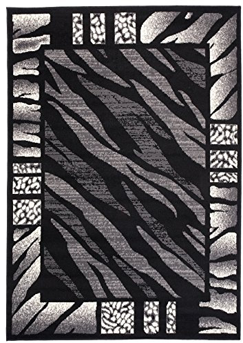 Carpeto Teppich Tiermuster Schwarz Weiss Zebra Animal Safari Tierfell - ÖKO TEX (140 x 200 cm)