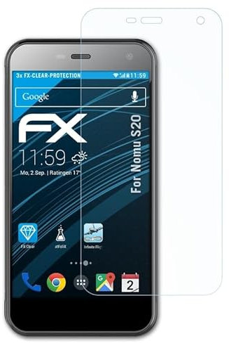 atFoliX Schutzfolie kompatibel mit Nomu S20 Folie, ultraklare FX Displayschutzfolie (3X)