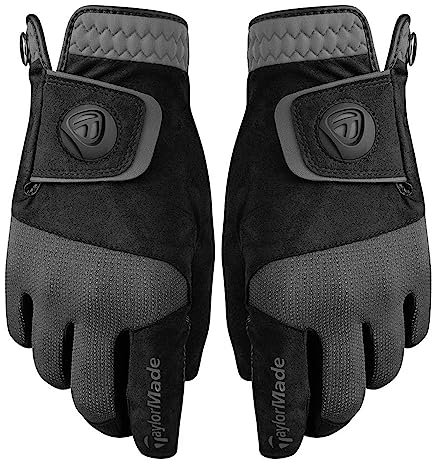 TaylorMade Herren TM18RainCntrlBlk/Gr L Rain Control Handschuh (Schwarz/Grau, Large), L
