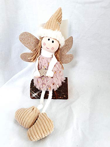 Geschenkpost24 260010 Deko Weihnachts Engel auf Baumstamm, Wichtel