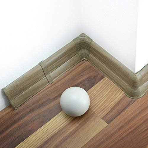 DQ-PP 16m Sockelleisten 62mm PVC Eiche grau Laminatleisten Fussleisten aus Kunststoff PVC Dekore