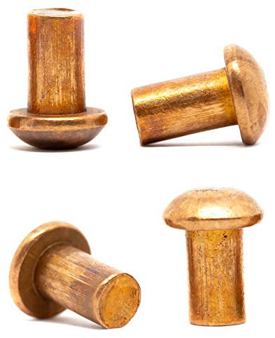 Remaches de cabeza redonda de cobre macizo M6 (6 mm x 12 mm) DIN 660 (paquete de 20)