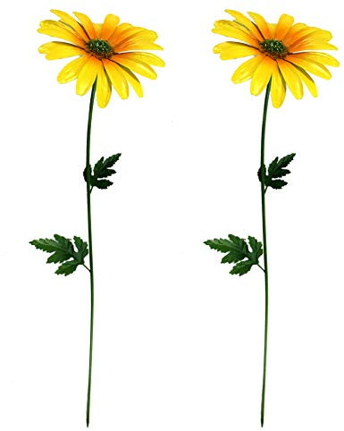 DARO DEKO Metall Garten-Stecker Gerbera gelb 86cm 2 Stück
