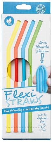 Silicone Flexi Straws (Set of 4) Reusable Multicoloured Drinks Straws