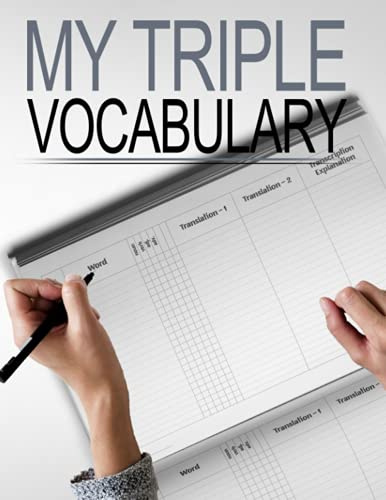 MY TRIPLE VOCABULARY: TRIPLE LANGUAGE DICTIONARY NOTEBOOK. WRITE WORDS, ITS TRANSLATION TO 2 LANGUAGES, TRANSCRIPTION AND SORT THEM BY STRUCTURE. REMEMBER WORDS BY WRITING THEM, THEN BY LOOKING....
