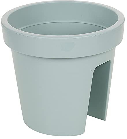 URBNLIVING Pot de fleurs rond en plastique pour jardin, balcon, balustrade - Bleu coquille d'œuf