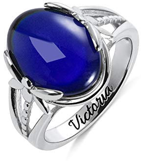 Stimmungsring in Sterling Silber 925 – Sterlingsilber Vintage Ring Gefühlsring mit Libellenmuster – Personalisierte Gravur innen – Individuell gravierte Geschenke für Frauen