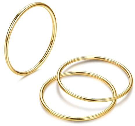 Dimaday 1 mm 14 Karat Vergoldete Stapelbare Ringe für Frauen Edelstahl Schlicht Dünner Ring Gold einfacher kleiner Daumen Statement-Band Ringe Bequeme Passform