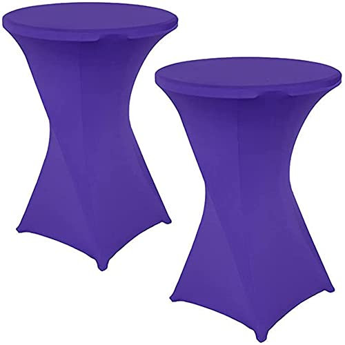 Highdi Stretch Stehtischhusse, Stehtisch Hussen Ø 60 / Ø 80 cm, Verstärkung im Fußbereich und Viele Farben Waschbar für Runden Tisch Hochzeit Bankett Tischdekoration (Lila, 80x110cm)