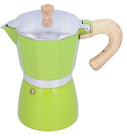 Caffettiera Espresso, Caffettiera Italiana, Caffettiera Espresso per Cappuccino, Latte, Alluminio, 6 Tazze/300ML(Verde)