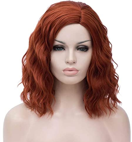 Kurze Kupfer Bob Perücke für Frauen, TANTAKO Kurze Gewellte Ingwer Synthetik Halloween Kostüm Damen Perücke