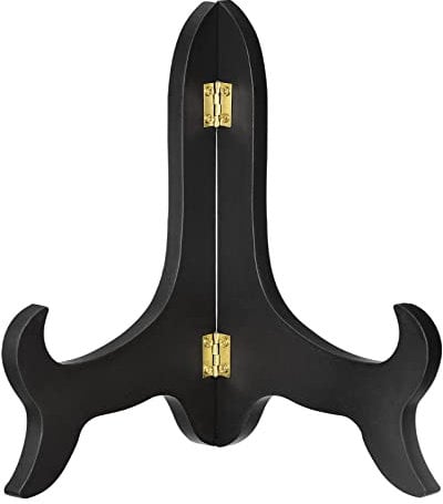 sourcing map 9 Easel Plate Holder, Wooden Folding Display Stand Black for Decorative Picture Frame
