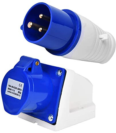RANRAO Enchufe y enchufe de pared de 3 polos de 16 amperios, 220-250 V, IP44, 16 A, caravana, autocaravana
