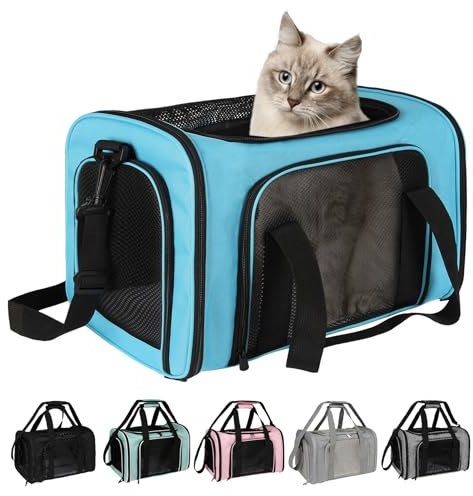 Top tasta Tragetasche für Katzen und Hunde, weiche Seiten, zusammenklappbar, für kleine und mittelgroße Tiere, Katzen, Kätzchen, Welpen bis zu 9 kg, von Fluggesellschaften zugelassene Tragetasche,