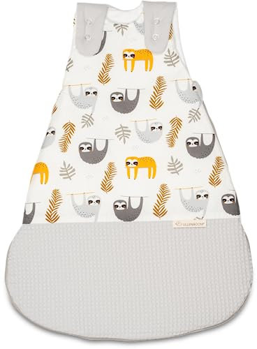 ULLENBOOM Schlafsack Baby 0-3 Monate, 56/62, OEKO-TEX Materialien, Grau Faultiere (Made in EU), 2,5 TOG - Baby Schlafsack Neugeborene - Ganzjährig für Frühling, Herbst und Winter