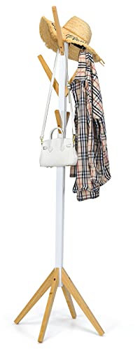 COSTWAY Garderobenständer mit 6 Haken, Jackenständer aus Bambus, Kleiderständer in Baumform, Garderobe für Kleidung, Jacken, Hüte, Taschen, 179 cm Höhe