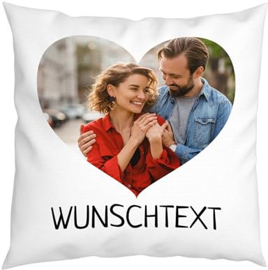 Kissen mit Foto - mit Bild - bedrucken lassen - Personalisiertes Kissen - Fotodruck - selbst gestalten - individuell - Kissen mit Füllung und Reißverschluss - 40x 40 cm - Waschbar - 1 Bild - HERZ