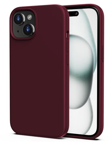 TIIXXA Silicone Case for iPhone 15 Case,Soft Ultra Slim Protective Shockproof Liquid Silicone Phone Case, Anti-Scratch Microfiber Lining, 6.1 Burgundy