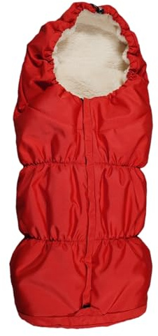 Eichhorn Mumien Fellfußsack für Kinderwagen und Buggys, Teddyfell, mit vorgenähten Gurtschlitzen (Rot)