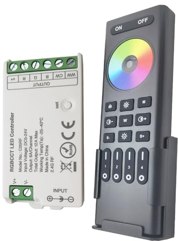 COB 5050SMD 2.4GHz RF Dim CCT RGBWW RGB+CCT 4-Zone RF Fernbedienung Controller Kit Für C01-05RF C01-05W C01-05Z WB5 LED Controller (RGBCCT, schwarz Schale)
