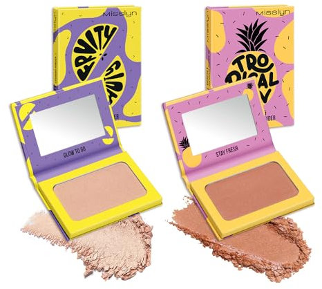 Misslyn | Make-up-Palette für Damen mit Spiegel, Volumenpuder und feuchtigkeitsspendend, für Konturen des Gesichts – Set mit zwei Paletten