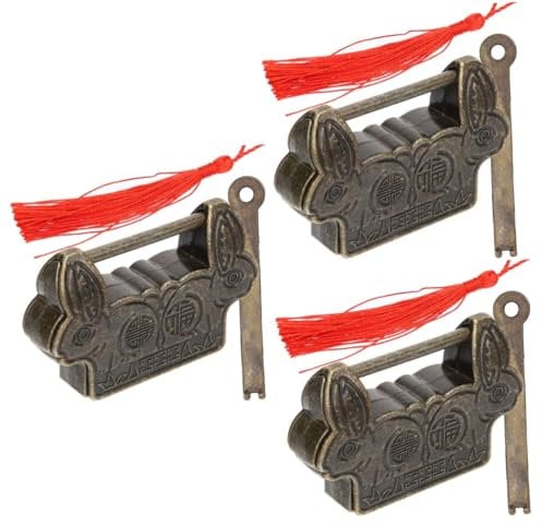 Uonlytech 3stücke Vintage Holzbox Schloss Retro Schmuckkoffer Schloss Mit Schlüssel Dekorative Vorrichtung Für Holzkisten Und Möbel